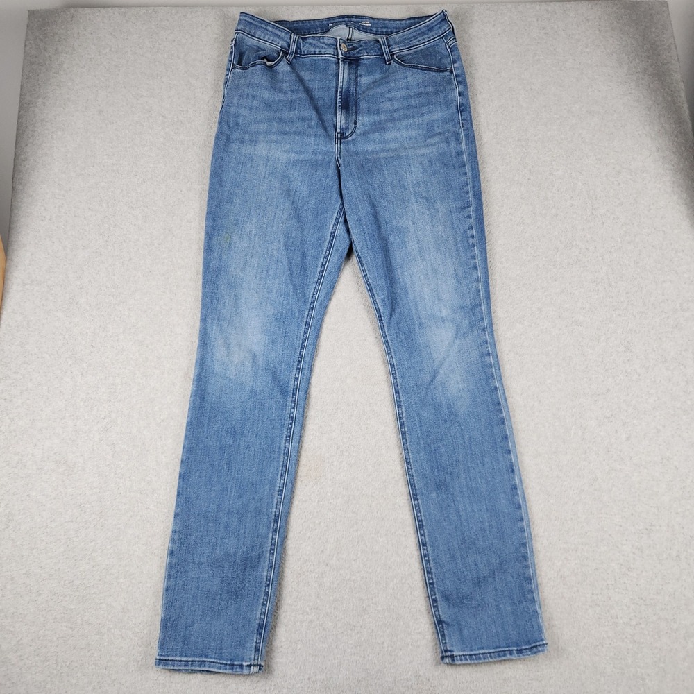 Old Navy Straight Leg Jeans Womens 12 Tall Blue Denim Cotton Stretch Casual